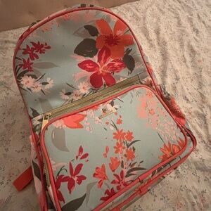 Spartina Floral Print Women's Backpack in Light Blue and Coral